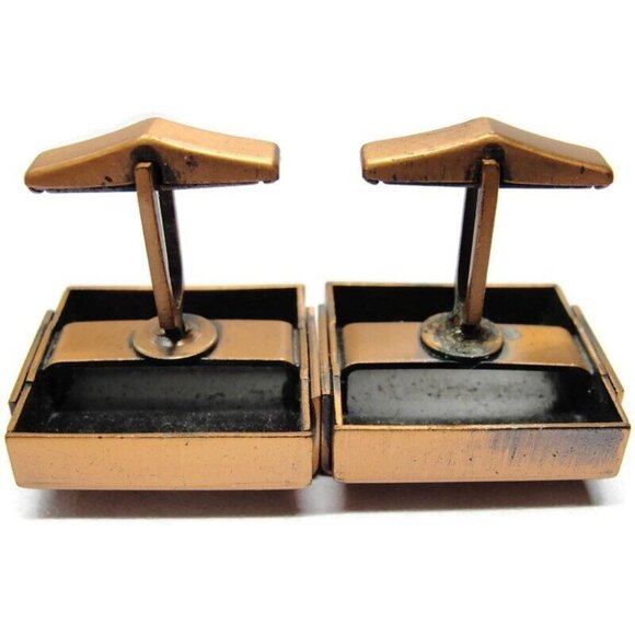 Vintage Renoir Copper Modernist Square Cufflinks Shirt Accessories Wedding - Picture 11 of 12
